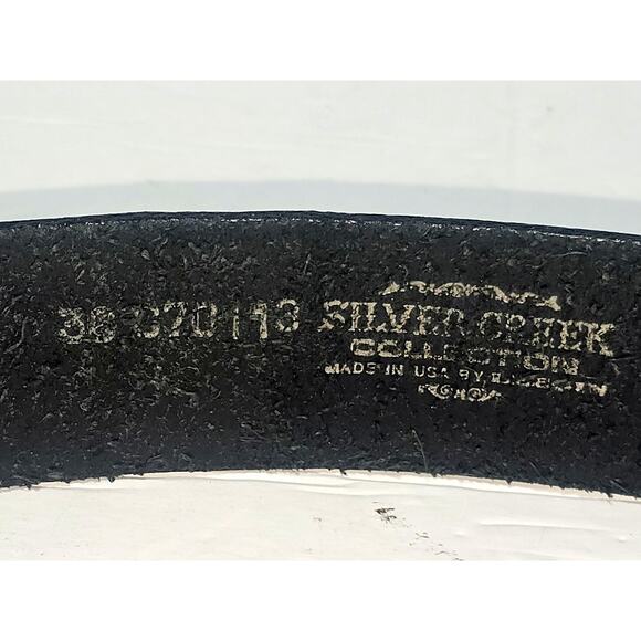 Silver Creek Collection Black Leather Belt 38 Solud Pattern USA - Picture 7 of 11